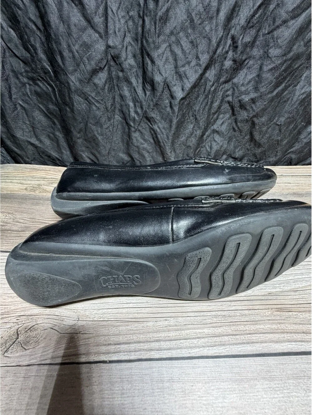 CHAPS Women’s 8 Slip On Shoes Black Leather Round Toe Casual